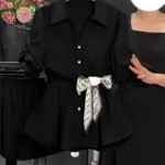 Short-sleeve Top Petite Shirt Fitted-waist Blouse
