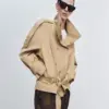 Tailored Short Khaki Double-Breasted Belted Trench Coat
