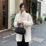 Warm Chenille Women’s Mid-Length Coat with Princess Sleeves