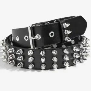 Statement Gothic Three-Row Studded Belt for Men & Women