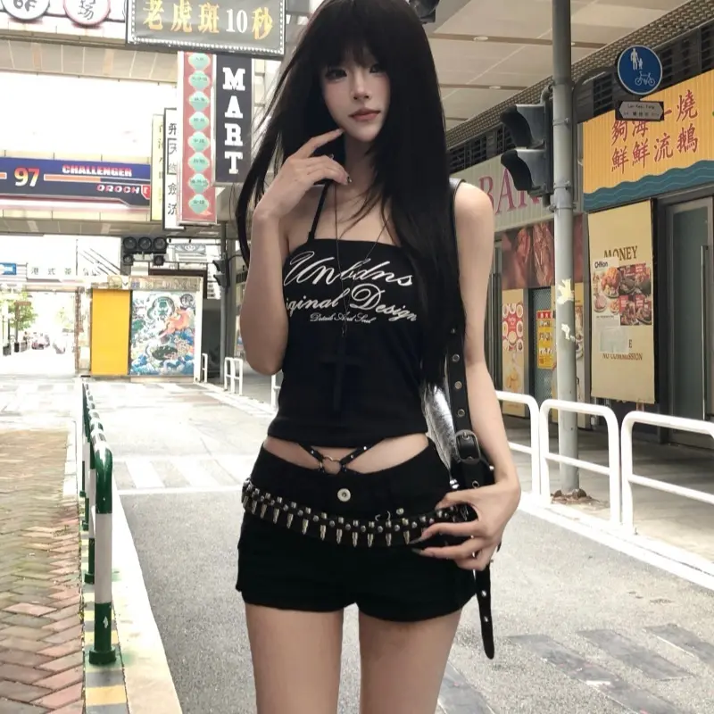 Rivet Belt Black Spicy Girl Style Punk-inspired Versatile Rivet Belt Black Spicy Girl Style Punk-inspired Versatile