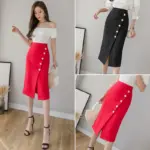 Bodycon Korean-Style Professional Skirt - Mid-Length