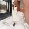 Apricot A-Line Pullover Sweater Dress for Autumn/Winter