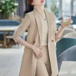 Korean-Style Blazer Trench Coat for Women, Modal Print