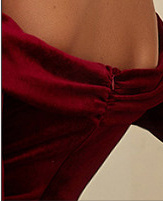 Wine Red Velvet-Look Bridesmaid Dress with Long Sleeves