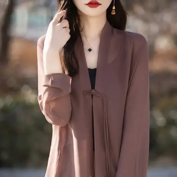 Chinese-style Sun-protective Solid-color Panel-button Flutter Sleeves