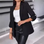 cc11e9d3-f6b8-4820-9cd0-d849afdaaa06.webp Pockets Rolled-Sleeve Casual Blazer for Women - Black