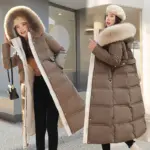 Warm Commuter Padded Cotton Coat for Women, Fur Collar