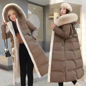 Warm Commuter Padded Cotton Coat for Women, Fur Collar