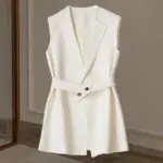 Figure-Flattering Waist-Tied Vest for Suits, Polyester