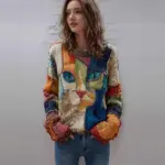 cd015765-9adb-4027-9729-339f6704b4cf.webp 3 D Relief Crewneck Long Sleeve Sweater for Women, Loose Fit