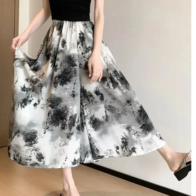 Women's Slim-fit Ink-wash Wide-leg Pants Women's Slim-fit Ink-wash Wide-leg Pants