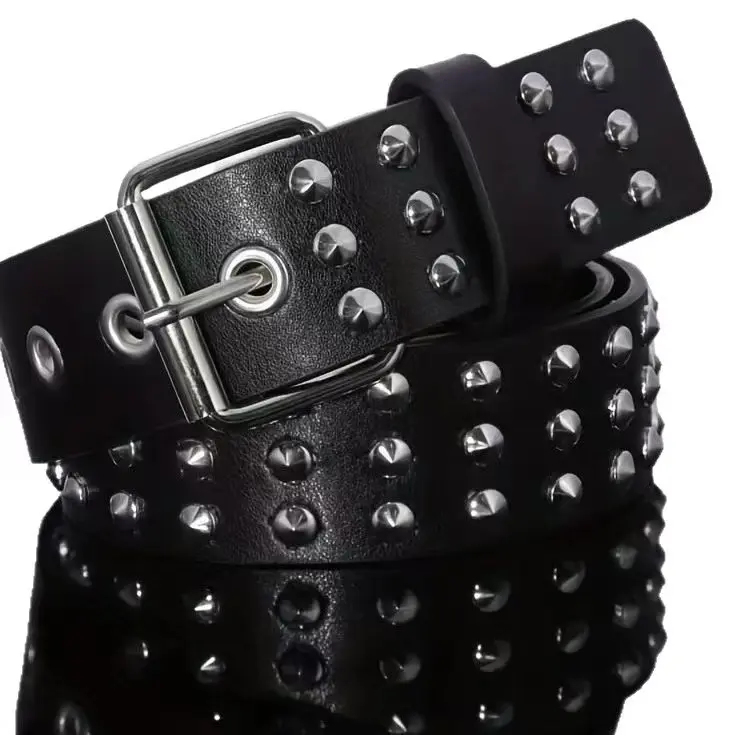 Statement Gothic Three-Row Studded Belt for Men & Women Statement Gothic Three-Row Studded Belt for Men & Women