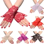 Sun-Proof Lace Half Finger Gloves for Women, Short Fit