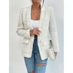cdc89885-12ed-4391-90c2-949e3a695c81.webp Commute-Ready Button Blazer for Women, Slim Fit Plaid