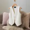 Preppy Button-Detail Cardigan Suit Vest for Women, 100% Polyester