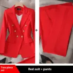 Event-Ready Tailored Polyester Women’s Suit Set with Coat