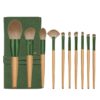 Green Rose Cosmetic Brush Set with Brush Bag - Green
