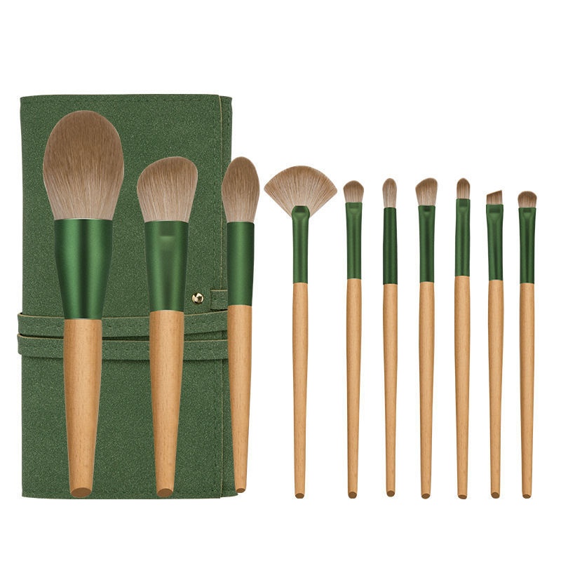 Green Rose Cosmetic Brush Set with Brush Bag - Green Green Rose Cosmetic Brush Set with Brush Bag - Green