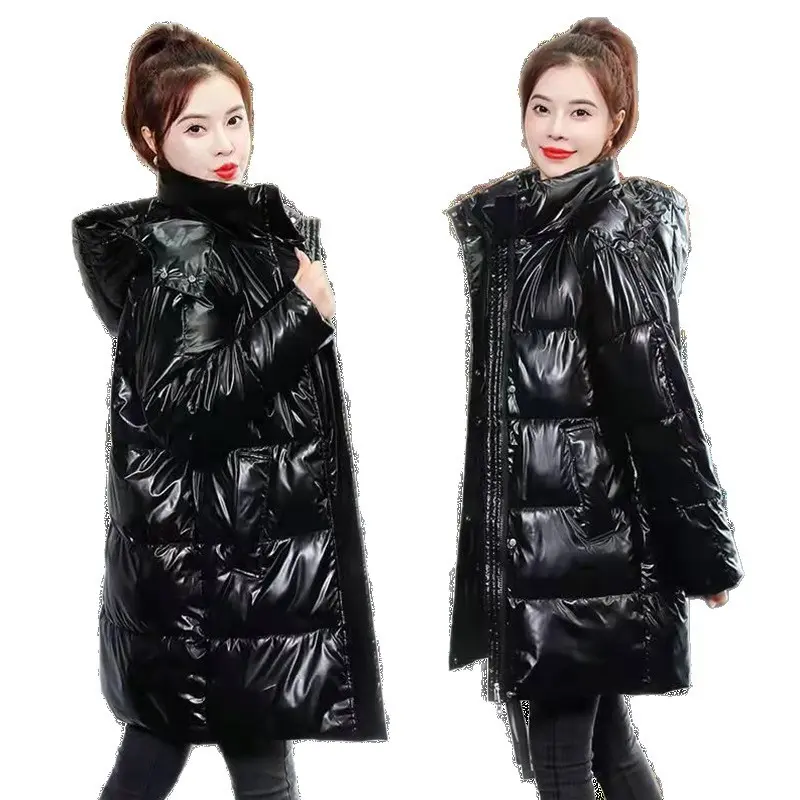 Warm Mid-Length Plus Size Padded Jacket with Faux Fur Collar Warm Mid-Length Plus Size Padded Jacket with Faux Fur Collar