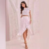 Embroidered Flower Lace Dress Suit for Women, Ruffled Patchwork