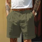 d0499a5a-e85e-4df0-a420-9dae73fa83db.jpg Relaxed Fit Linen Pleated Pocket Straight-Leg Shorts for Men