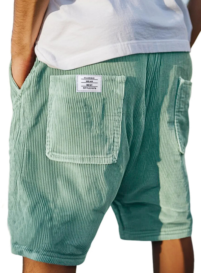 Multi-Pocket Embroidered Men’s Corduroy Shorts - Straight Fit Multi-Pocket Embroidered Men’s Corduroy Shorts - Straight Fit