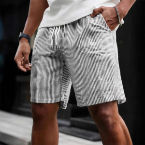 Striped Lace-up Sweatpants Minimalist Cropped Shorts