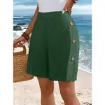 Retro Button-decorated Artistic All-match Casual Shorts