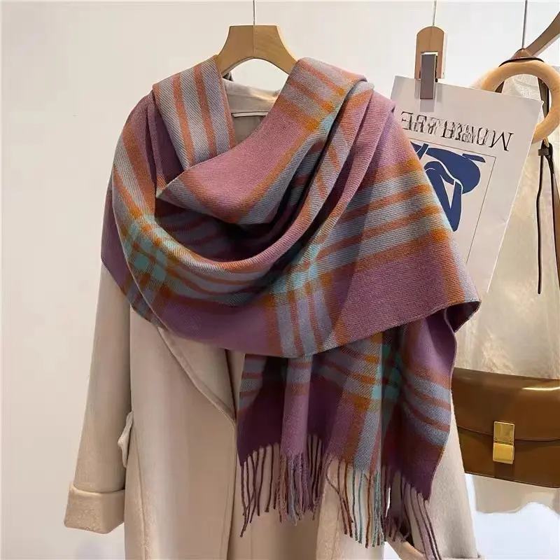 Warm Plaid Neck Warmer Scarf for Women, Thick Polyester Warm Plaid Neck Warmer Scarf for Women, Thick Polyester