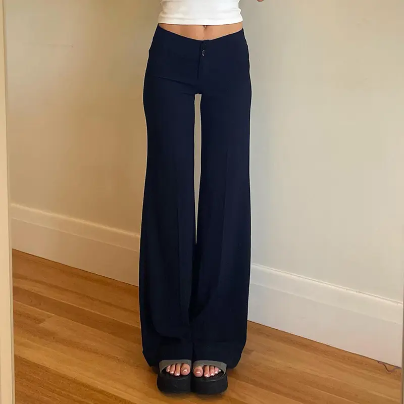 High-Waist Button Loose Trousers for Women with Patch High-Waist Button Loose Trousers for Women with Patch