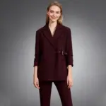 Asymmetrical Angora Red Women’s Blazer Jacket - Loose Fit