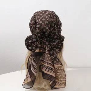 Coffee Brown Vintage Geometric Walnut Shawl Wrap, 150-Thread