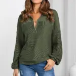 d20c2242-b350-4737-862c-629e3ed76fed.webp Loose Fit V-Neck Pullover Sweatshirt for Women - Solid Color