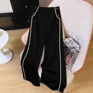 High-waisted Slimming Button-front Versatile Wide-leg Pants For Women
