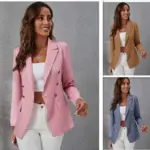 Tailored Slim Fit Suit Collar Women’s Blazer - Polyester