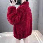 Warmth-Boosting Double-Sided Womens Short Shearling Coat with Zipper