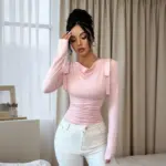 d26800e9-35c3-4e63-8723-67b057fa3bbe.webp Slimming Turtleneck Long Sleeve Top for Women, Light Pink