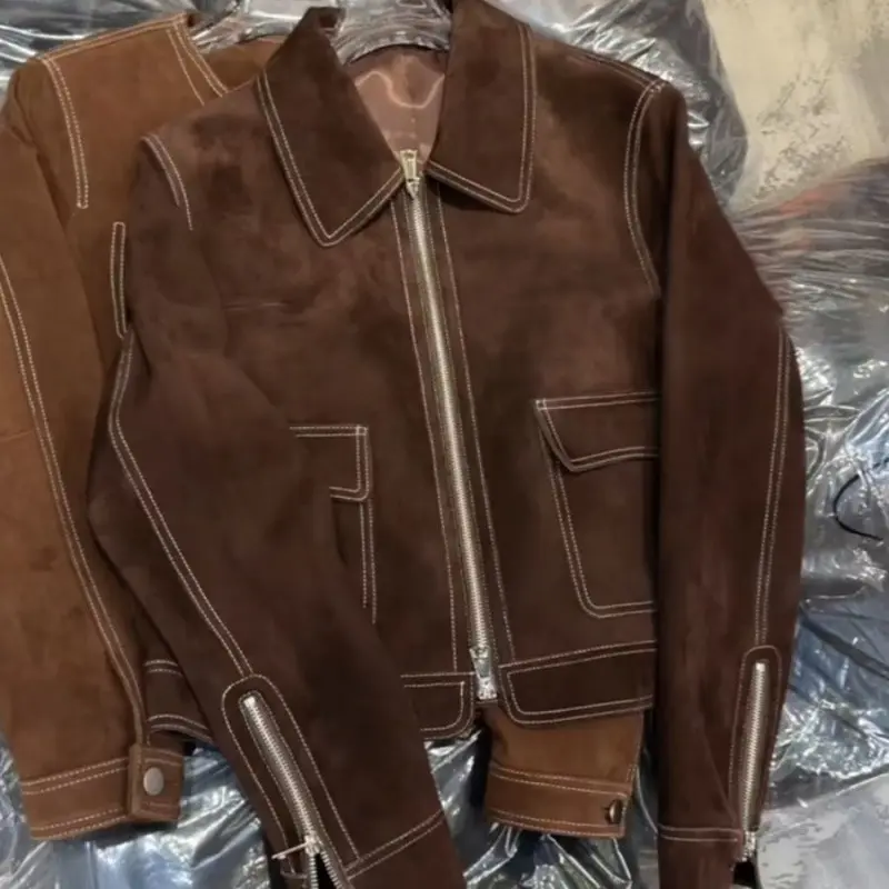 Women’s Brown Long Sleeve Maillard Jacket for Autumn