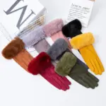 Thermal Touchscreen Suede Gloves with Fleece Lining, Free Size