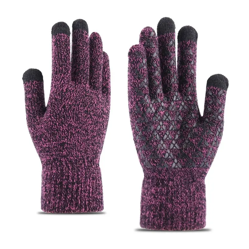 Warm Wool Knitted Touchscreen Gloves, Free Size Unisex