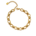 Retro Circular Panel Heart Bracelet for Couples in Stainless Steel