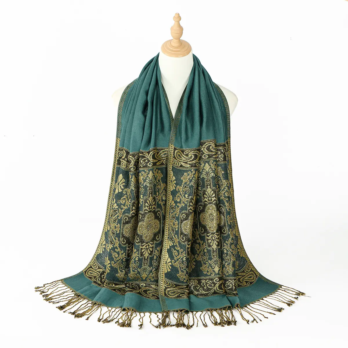 Cashew Print Tassel Scarf for Women, 172 x70 cm Long Wrap