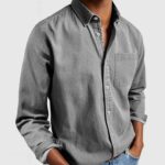 d44b1fbc-1053-4f55-9881-e49de7ec0f2c-2.jpg Men’s Long Sleeve Lapel Shirt in Solid Cotton-Blend - Regular Fit