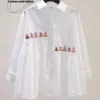 Embroidery White Cotton Cartoon Shirt for Loose Fit