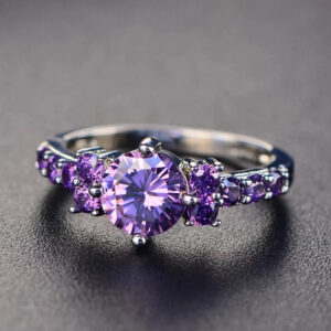 Personalized Retro Ring for Women, Gun Black Geometric