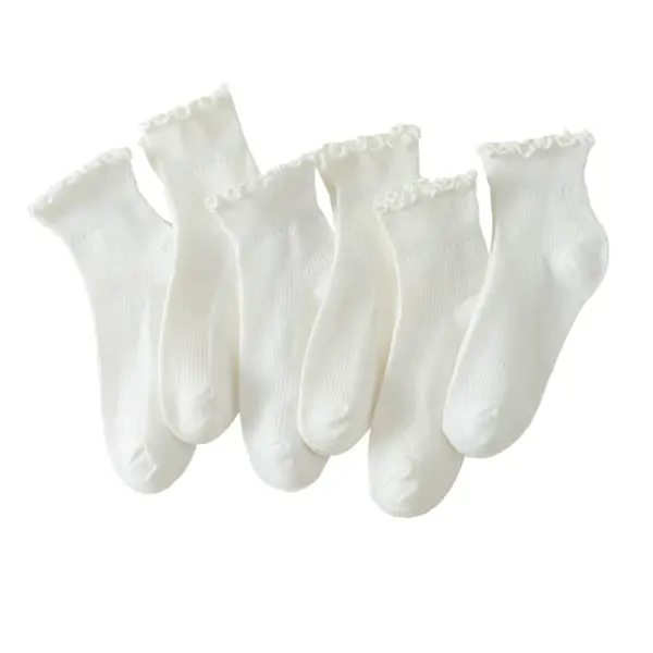 Womens Cute Pleated Ankle Socks Lightweight Cotton Socks