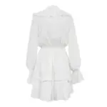Elegant High-Waist Pleated Deep V-Neck Bell Sleeve Dress