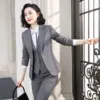 Tailored Interview Suit for Women Set in Gray Polyester - Fall/Winter