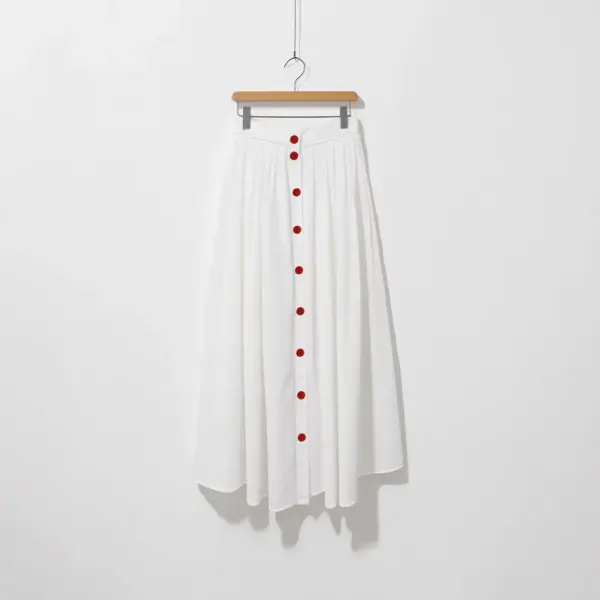 Womens High-Waisted White Pleated Fashionable Versatile Slimming Skirt